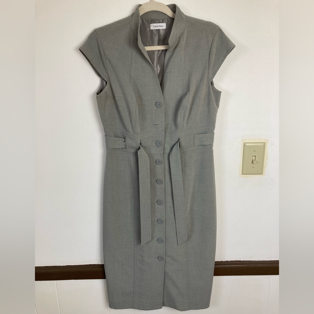 Calvin Klein Fitted Gray Dress
